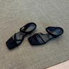 2025 nieuwe modieuze en eenvoudige casual cover teen met sandalen dames zomer retro vierkante neus schuine hak buiten dragen coole slippers