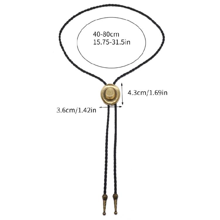 Bolo Tie Braided Rope 3D Cowboy Hat Western Necklace Costume Accessory for Men