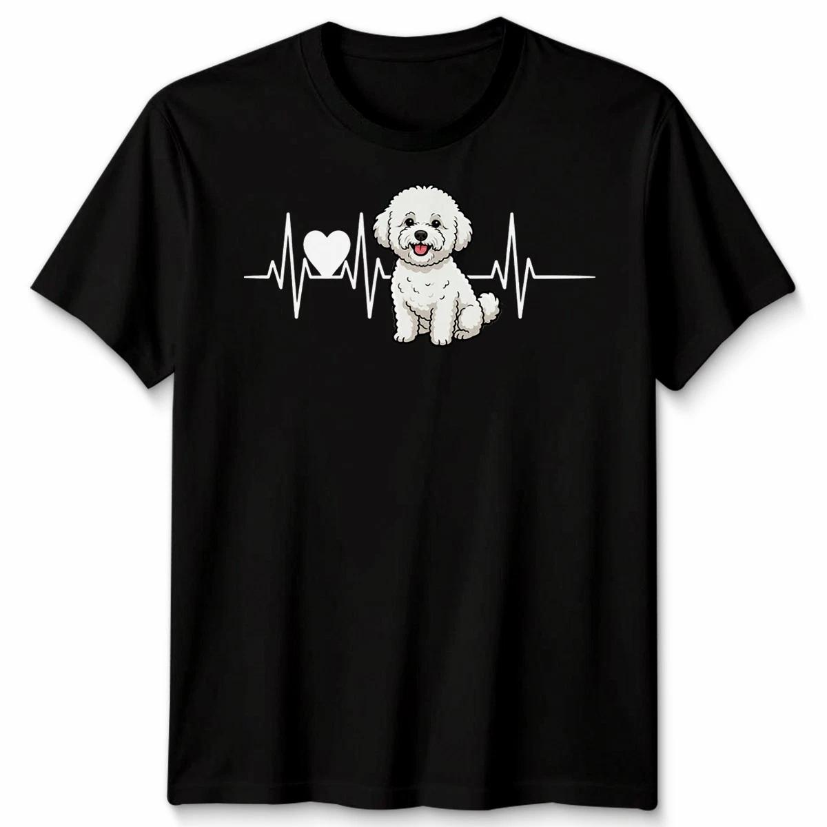 Bichon Frise Heartbeat Dog Animals Men’s T-Shirt Women’s Tee Graphic Top S