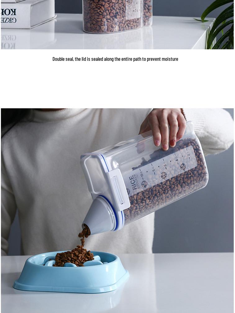 Sealed Pet Food Storage Bucket - Moisture-Proof Plastic Container for Cat & Dog Food