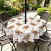 Outdoor Christmas Tablecloth Round Waterproof Oil-Resistant Patio Table Cover Garden Deck Umbrella Hole