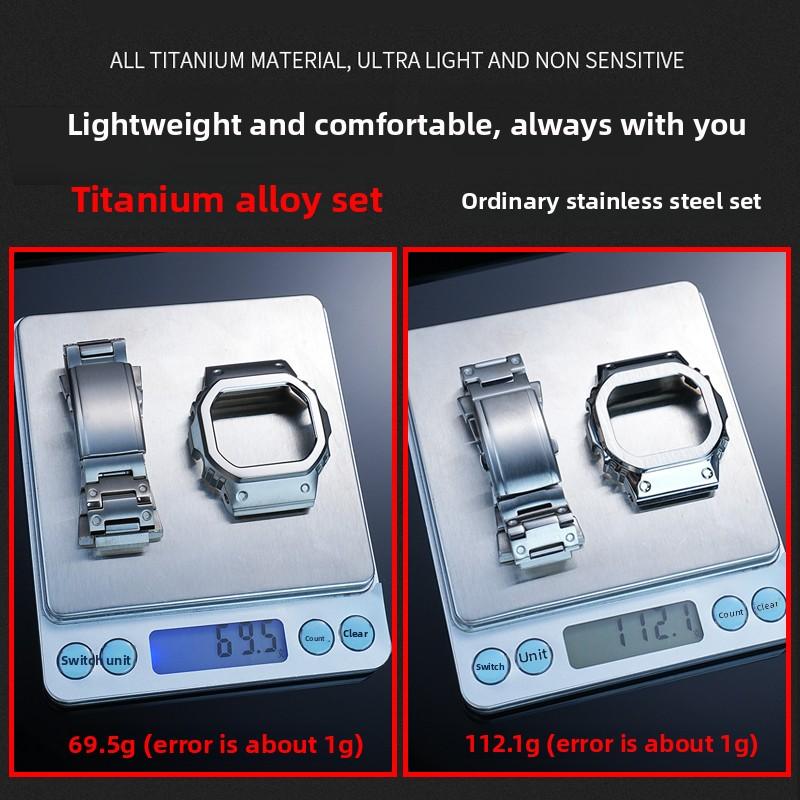 DW5600 Mod Kit Titanium case+strap For Casio G-SHOCK DW-5600 GW-B5600 GW-M5610 modification Lightweight Metal Bezel watch band