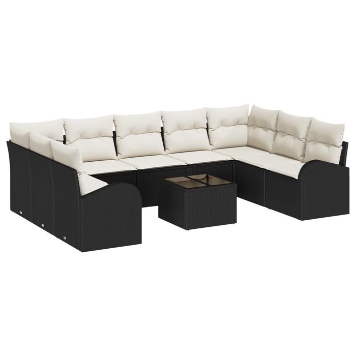 Ensemble de Canapés de Jardin de 9 Pièces avec Coussins Brown Poly Rattan 3354876