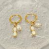Personalized Stainless Steel Shell Pearl Earrings Stud Earrings Retro Versatile Titanium Steel Earrings Women