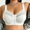 Plus Size Front Closure Lace Splice Bra Soft Breathable Unpadded Sexy Bralette for Women