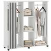 Wardrobe Mobile Storage Furniture 6 Castors 120L X 40W X 128H Cm White Wood