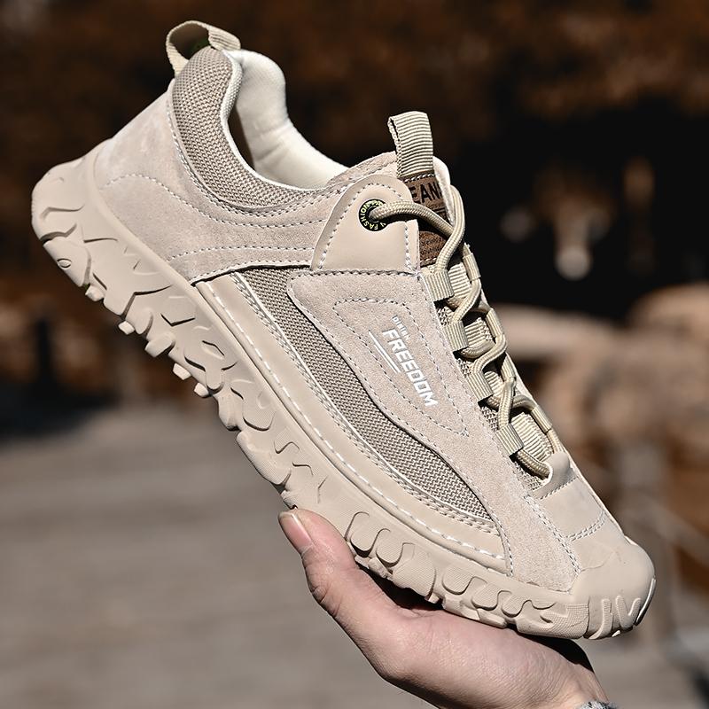 Four Seasons Men's Pigskin Mesh Breathable Retro Casual Shoes Large Size Casual Shoes Lightweight Ankle Boots