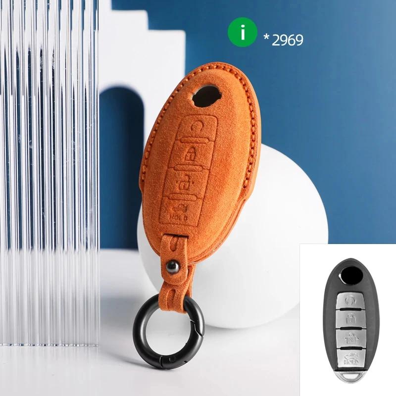 Car Key Case Cover Shell Keychain For Nissan Qashqai Juke J10 J11 X-Trail T32 T31 Kick Tiida Pathfinder For Nissan Suede Key Fob