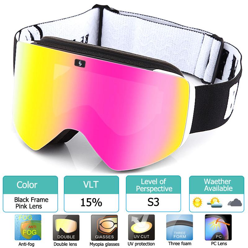 2023 New Double Layer Magnetic Ski Goggles Polarized Lens Skiing Anti-fog UV400 Snowboard Goggles Men Women Ski Glasses Eyewear