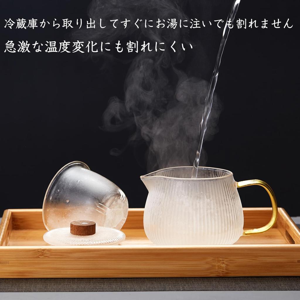 Pokaro Tea Melon Teapot, Heat-Resistant Glass, Heat-Resistant (170°C), Microwave-Safe, 570ml, with Tea Strainer and Lid, Wooden Knob, Suitable for