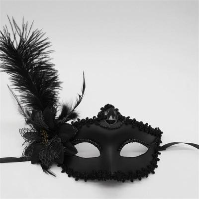 Masque de Princesse Vénitien Masqué pour Adulte Femme Demi-Visage Sexy Fête Fleur Latérale Sexy Plume d'Autruche Halloween Masque Fournitures de Fête
