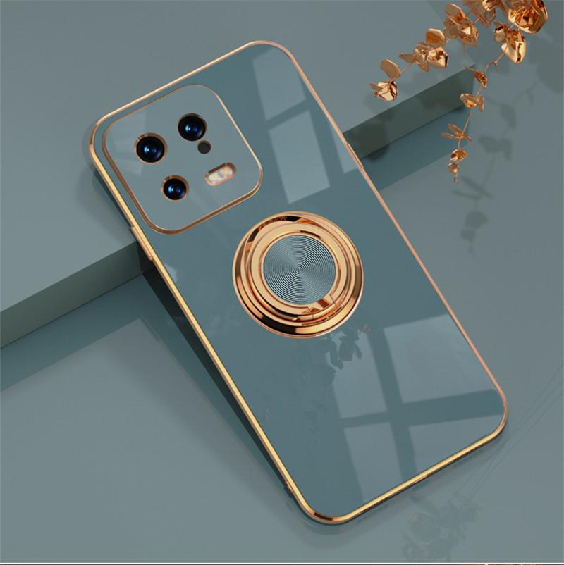 Magnetická adsorpce do auta 6D pokovování TPU pouzdro s kroužkem pro Xiaomi 14T 14 13 13T 13x 12T 12 12S 12X Pro Lite Zadní stojánek Kryt nárazníku Potector