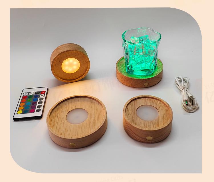 LED-Lit Solid Wood Base DIY Aromatherapy Diffuser with Stone Crystal Ornament