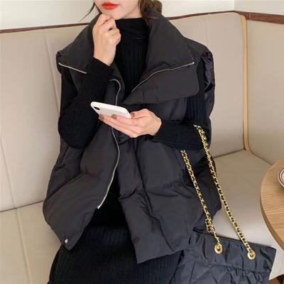 Women Winter Cotton Coat Turn-down Collar Thickened Padded Loose Windproof Zipper Zip-up