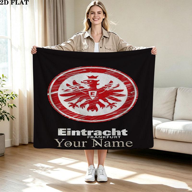 1PC Eintracht Frankfurt Custom Name Patterned Flannel Blanket Suitable For All Seasons for Home Decor Warmth and Comfort Gifts Holiday Present