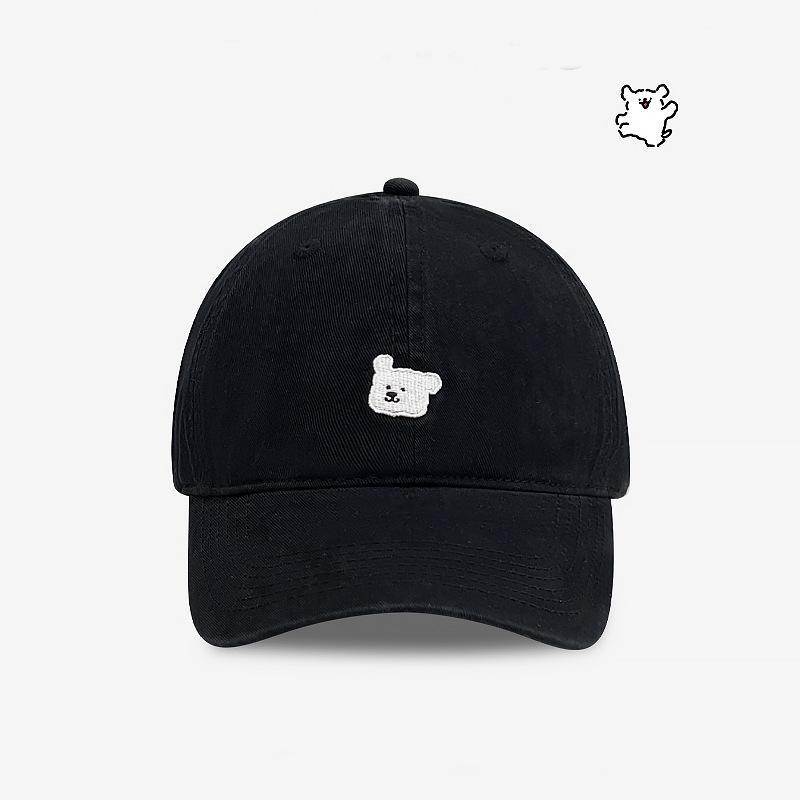 

Retro puppy embroidered baseball cap female big head circumference showing face small couple peaked cap wide brim versatile Adjustable чёрный