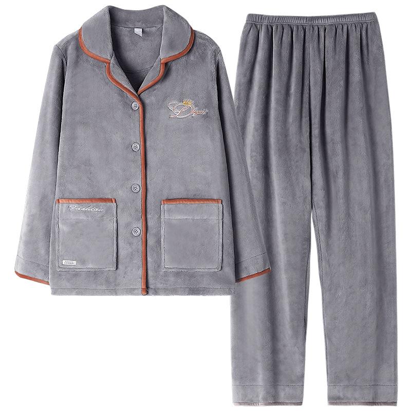 Pajamas Women'S Winter Coral Fleece Thickened Fleece Warm Women'S Autumn And Winter Flannel Women'S Winter Loungewear Set
