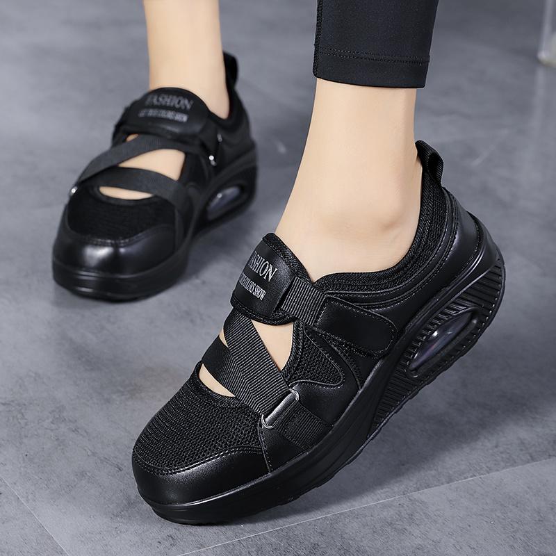 Summer Women's Breathable Air Cushion Shoes Thick-soled Women's Casual Velcro Shoes Walking Shoes Sports Shoes