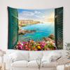 Beach Bay Landscape Window Natural Landscape Tapestry Photography Background Decoration Polyester Wall Hanging Home Decoration