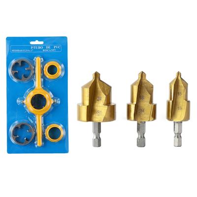 1set Plastic Pipe Drill Punching Tool Water Pipe Expansion Drill Bit Lifting Step Drill Bit Hex Shank Plumber Repairig Reaming