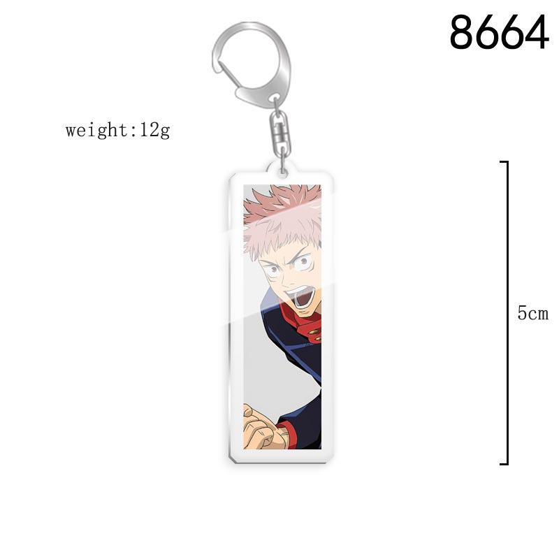 Jujutsu Kaisen Anime Keychain Featuring Gojo Satoru, Geto Suguru, Okkotsu Yuta, and Sukuna Backpack Pendant.