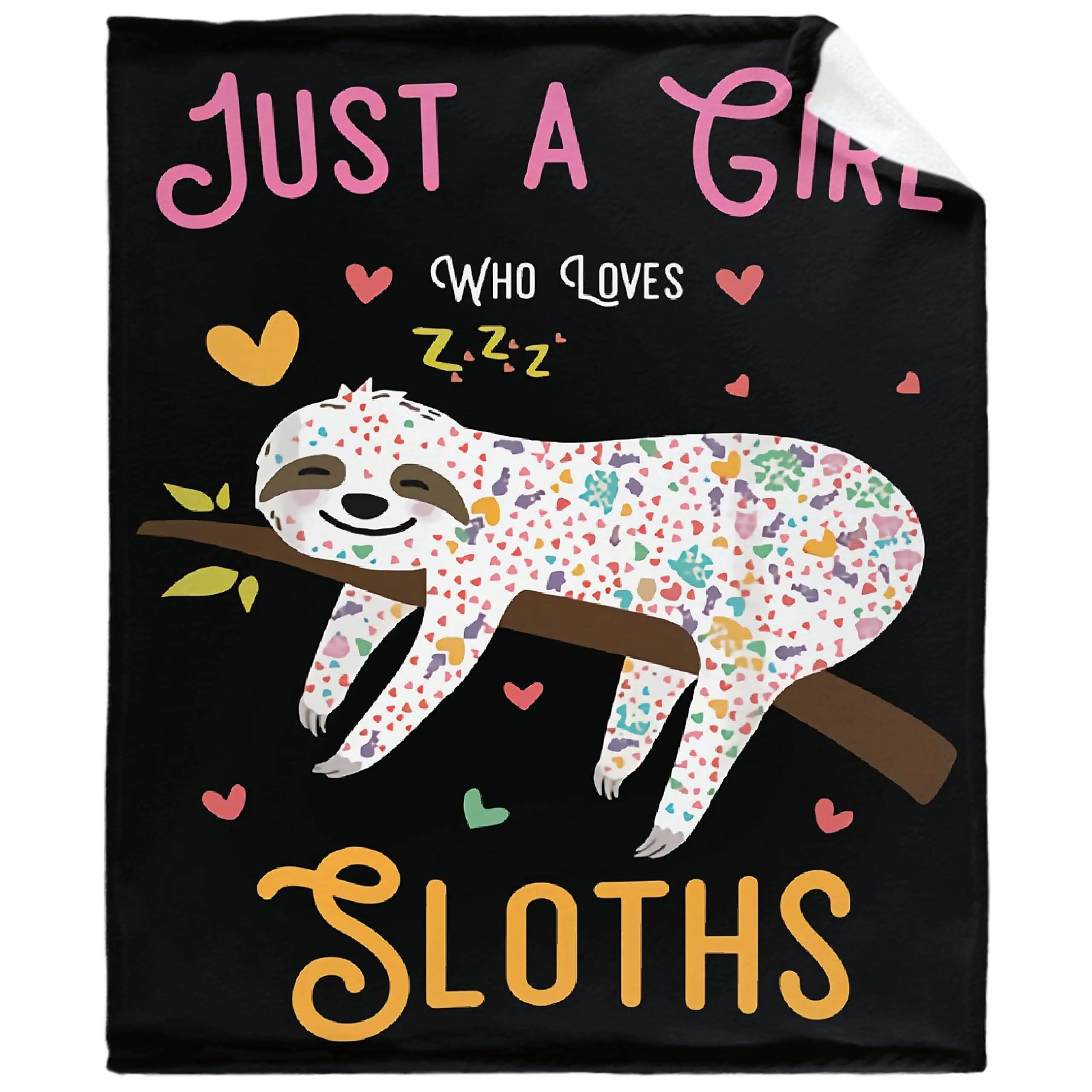 Cute Sloth Throw Blanket Super Smooth Soft Throw Blanket Lightweight for Bed Couch Sofa Travelling Camping Kids Adults Home Gift 130x150cm