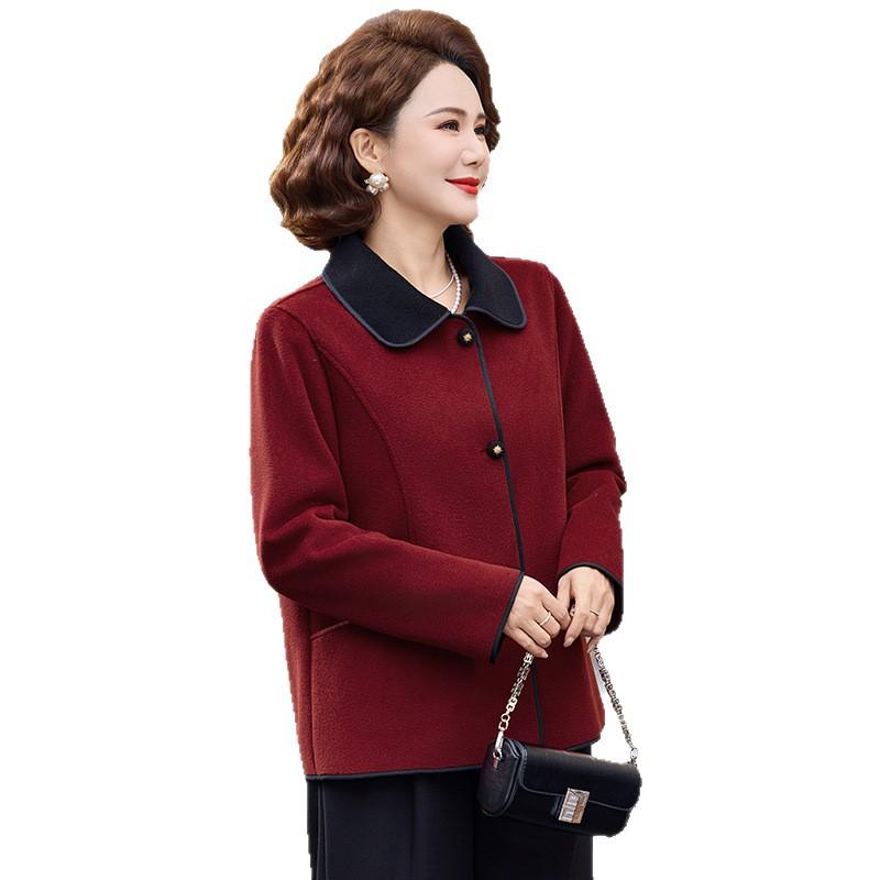 2026 Spring Elegant Woolen Lapel Coat for Middle-aged To Elderly Women