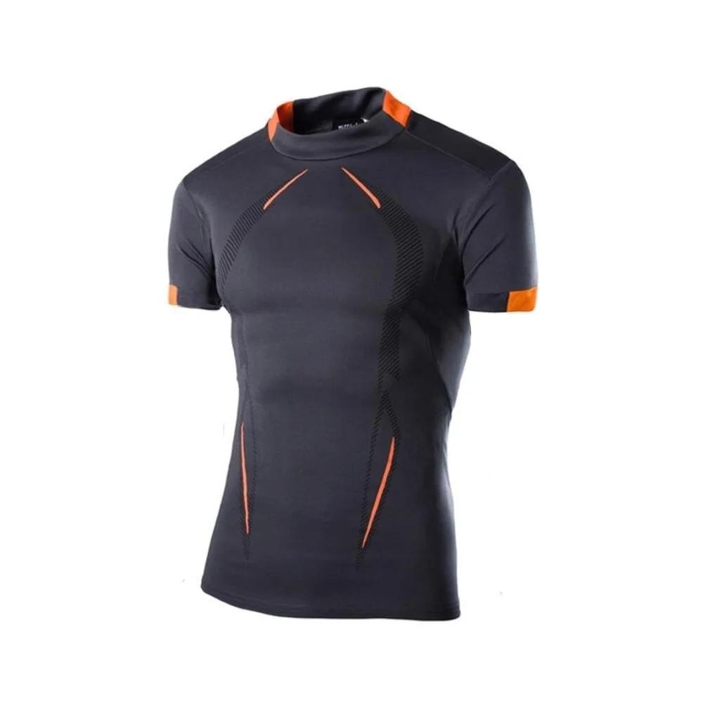 Men Casual Sports T-shirt Slim Fit Gym Sport Quick Dry Breathable Comfortable Outdoor Running Contrast Color Print Tee