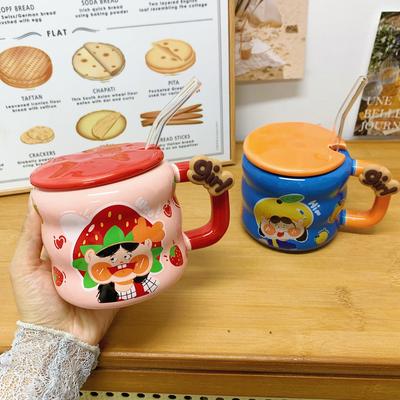 Cană cu Capac cu Pai Cupă Ceramică Valoare Ridicată Cupă pentru Apă pentru Fete Casă Nouă Cană pentru Cafea Micul Dejun