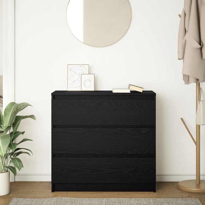 VidaXL Buffet Black Oak 80x35x76 Cm Engineered Wood, Storage Cabinet, Kitchen Storage Cabinet, Furniture of 861734