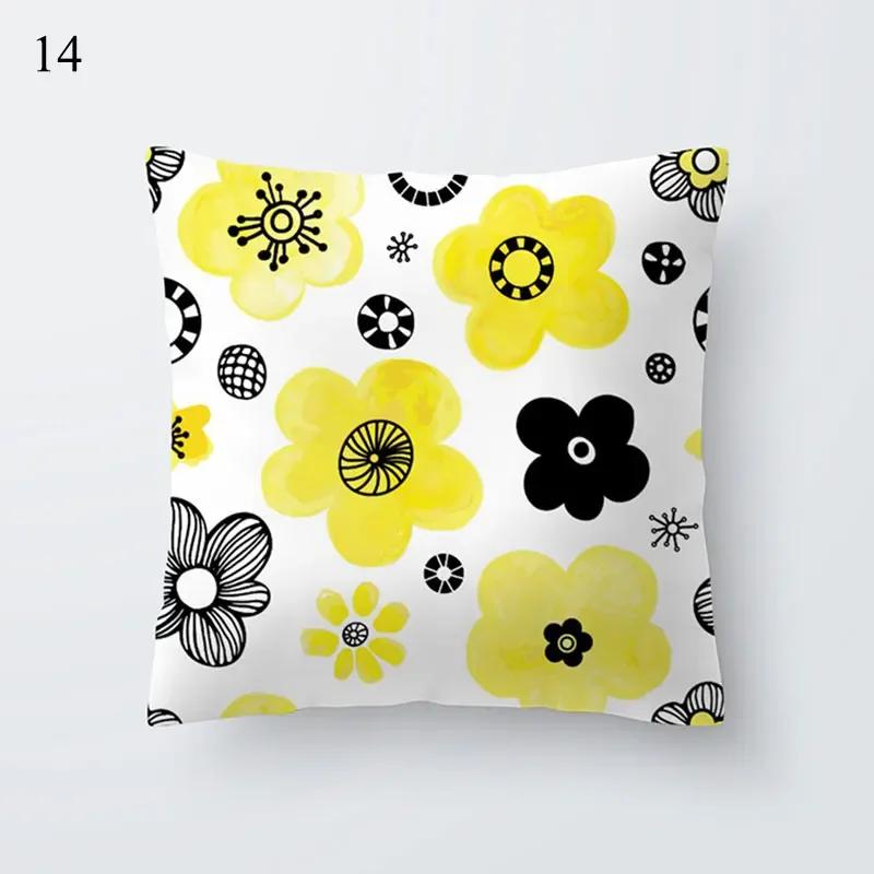 45*45Cm Yellow Print Cushion Pillowcase Geometric Hug Pillowcase Home Chair Sofa Decorative Cushion Square Pillowcase