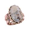 Natural Dendrite Opal Gemstone Two Tone 925 Sterling Silver Gift Ring S.6 p8E20