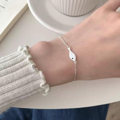 18 Ayar Altın Kaplama S925 Ayar Gümüş Buzlu Balık Bileklik - Kadınlar İçin Minimalist Mori Kız Kore Tarzı Takı