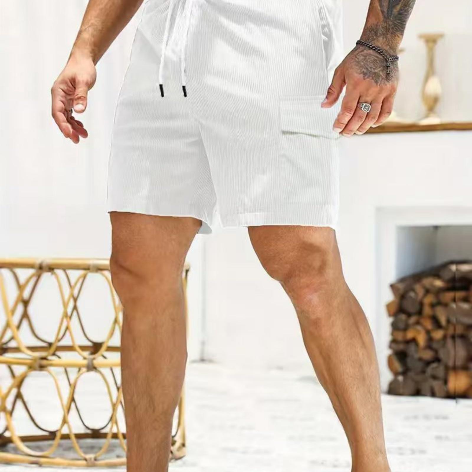 

Men s Corduroy Multi-pocket Shorts XL білий
