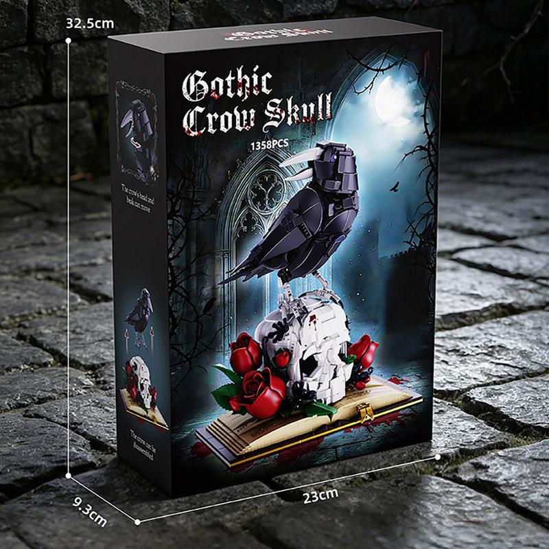 Superior-Grade Creative First-Class 1358Pcs Superior-Grade Gothic Premium-Quality Crow High-Standard Skull First-Class Roses First-Class Bouquet