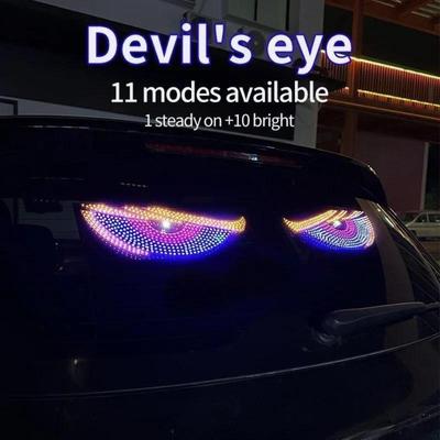 LED Devil Eyes Car Rear Window Light Universal USB Eye Sticker Multi-Mode