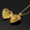 Stainless Steel Heart-Shaped Openable Lock Photo Frame Photo Box Double Heart Gold Pendant Necklace