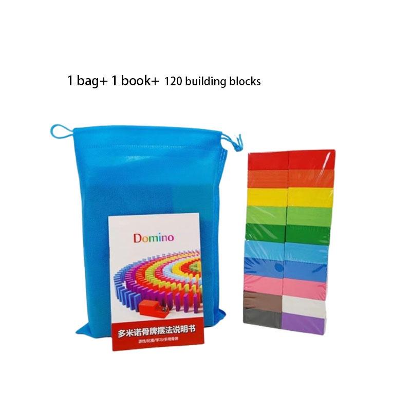 Colorful Dominoes Educational Toy For Boys Wood Material Brain Teaser Early Learning Intellectual Development 120 Pieces