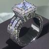 New Square-shaped Imitation Zirconia Set Ring - Fashionable Engagement Ring