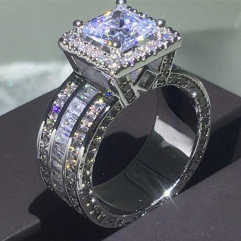 New Square-shaped Imitation Zirconia Set Ring - Fashionable Engagement Ring