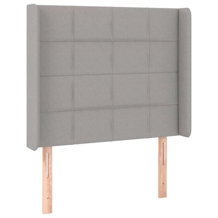 VidaXL Tête de lit avec oreilles Gris clair 103x16x118-128 cm Tissu3119570