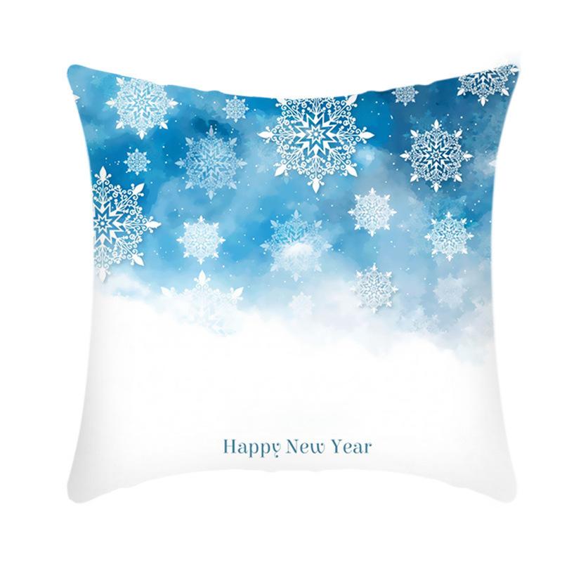 Christmas Blue Ice Snow Deer Digital Printing Short Plush Pillow Covers For Car Sofa Office Cushion Cover Home Goods 60X60Cm