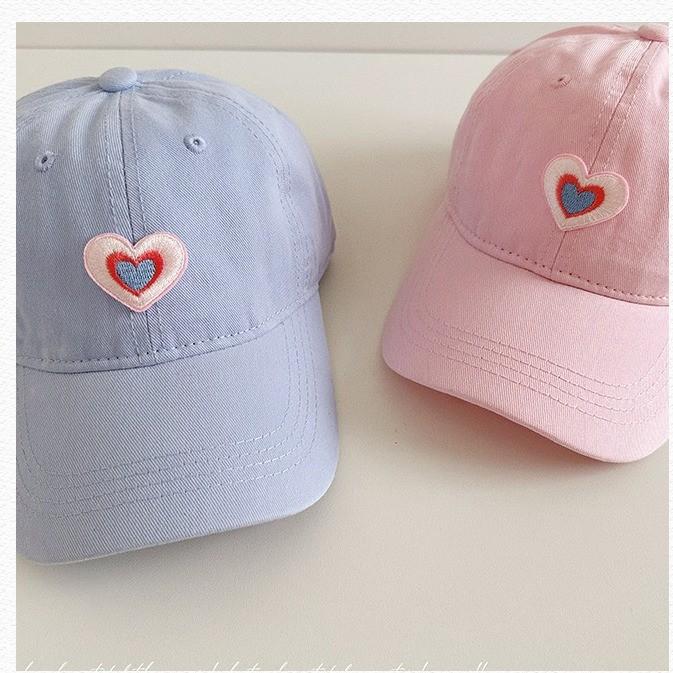 Korean Style Heart Embellished Baseball Cap Women Cotton Summer Sun Hat With Wide Brim