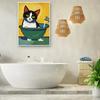 Cute Bathroom Cat Poster Print Canvas Painting Modern Funny Kitten Wearing Bathrobe Wall Art Pictures for Toilet Room Home Decor