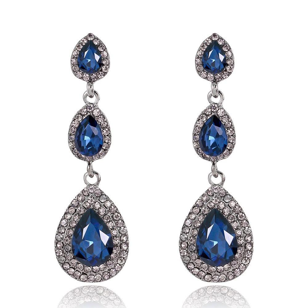 Elegant Crystal Flower Drop Earrings For Bridal Wedding Party Jewelry