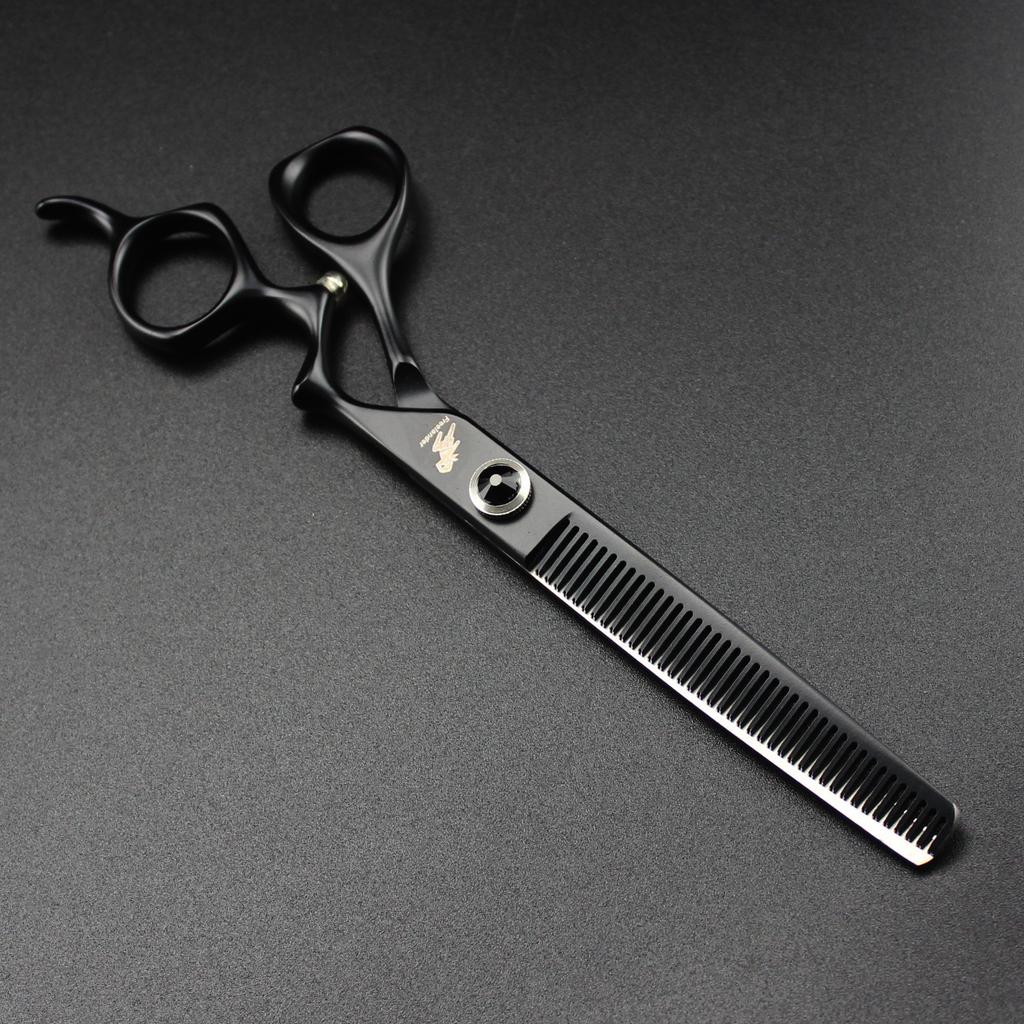 7.0 Inch Black Paint, Curved Handle, Hair Scissors, Pet Scissors, Dense Tooth Scissors