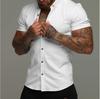 Men's Solid Color Lapel Simple Short Sleeved Shirts