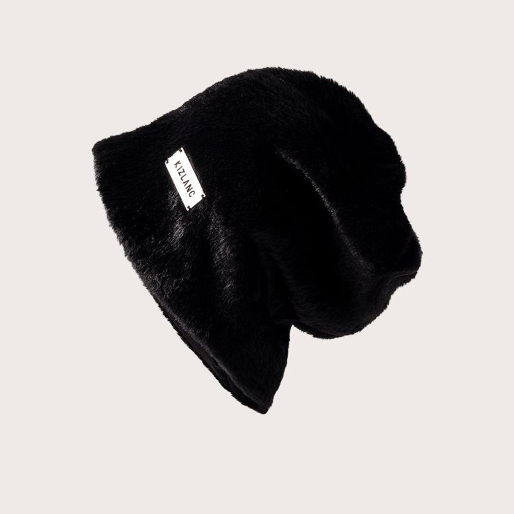White Furry Pile Pile Hat Plush Warm Hat Female Cute Autumn and Winter Cold Hat Ear Protection Baotou Hat Female