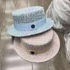 Xiaoxiangfeng Tweed Top Hat Women's Autumn British Retro Small Brim Flat Top Hat Showing a Small Face Travel Casual Hat