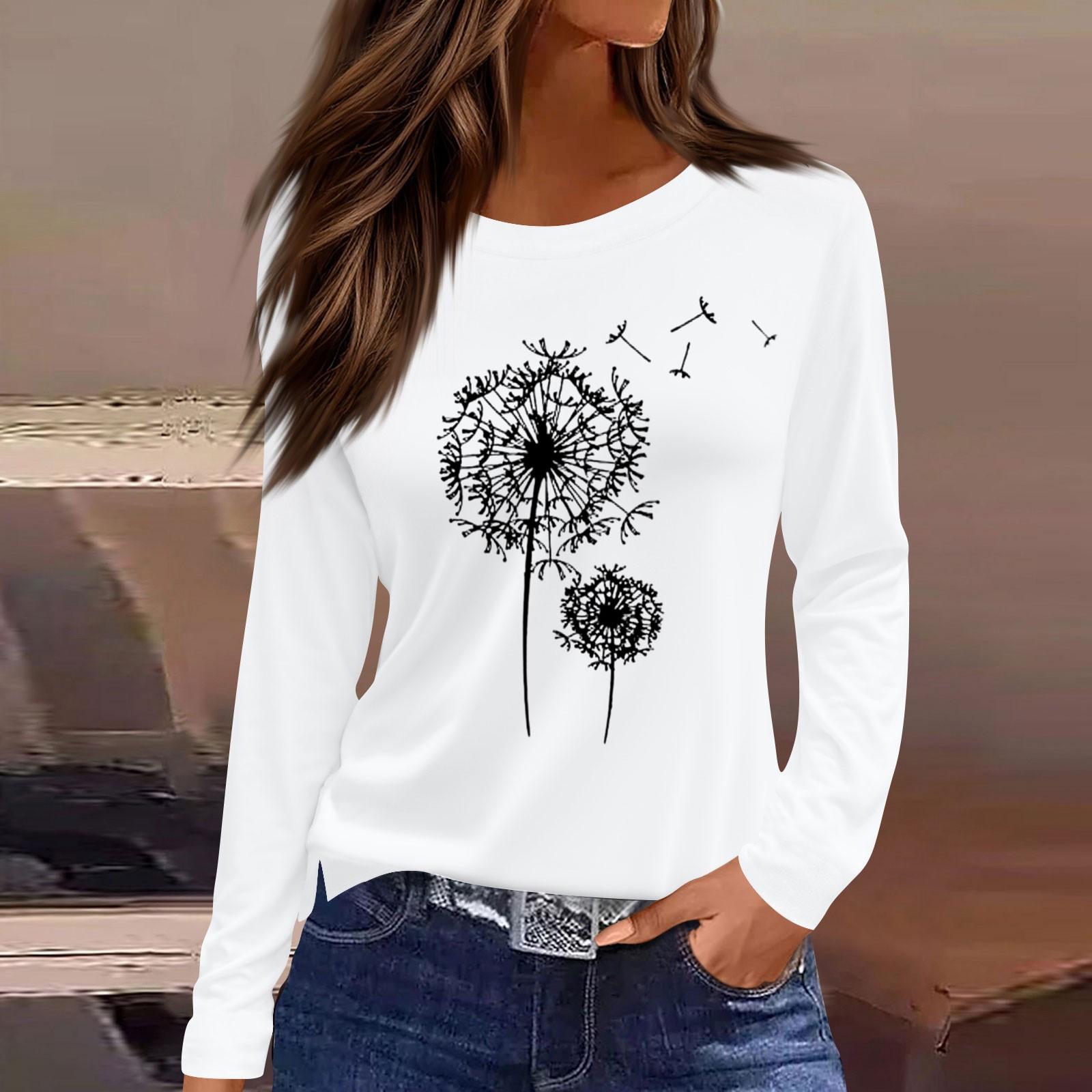 

Женская модная повседневная блузка с длинным рукавом и круглым вырезом, пуловер с принтом XL белый